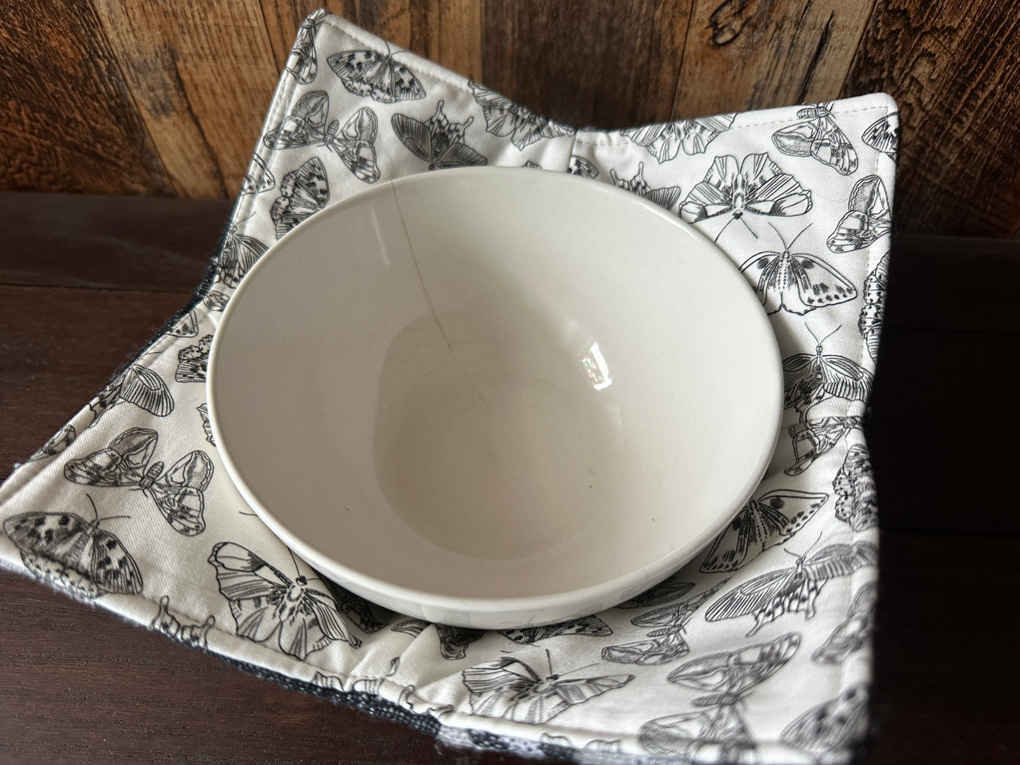 Monochrome Moths and Moons Bowl Cozy