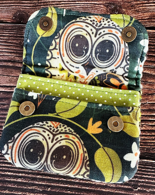 Earthy Owls & Woven Wool Simple Card Wallet
