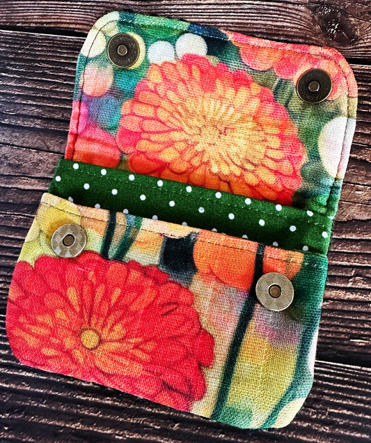 Zinnia Garden & Woven Wool Simple Card Wallet