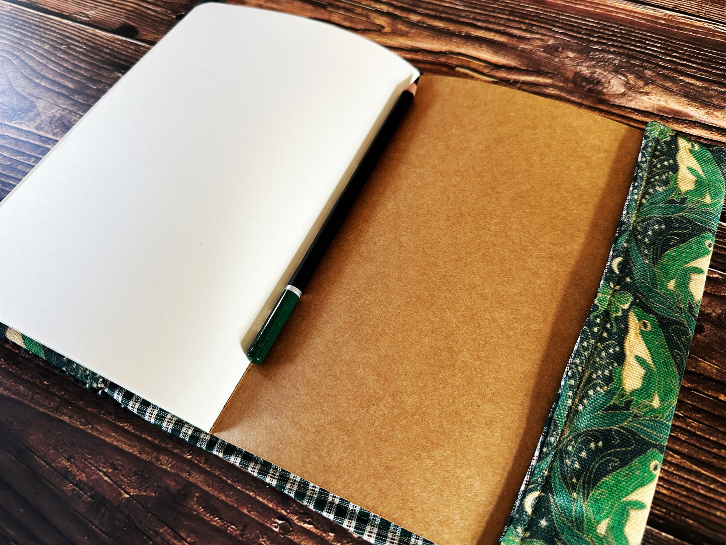 Art Nouveau Frogs with Handwoven Wool Adjustable A5 Journal Cover