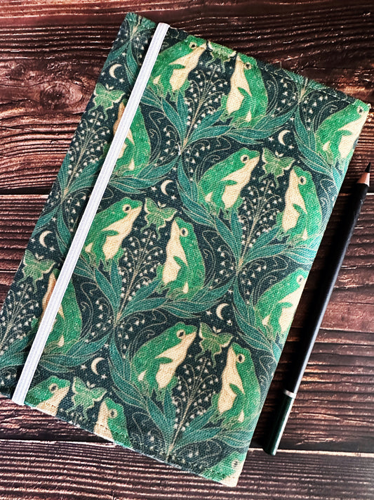 Art Nouveau Frogs with Handwoven Wool Adjustable A5 Journal Cover