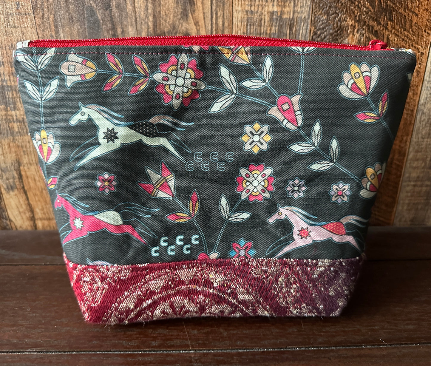 Wild Horses Padded Project or Cosmetic Bag
