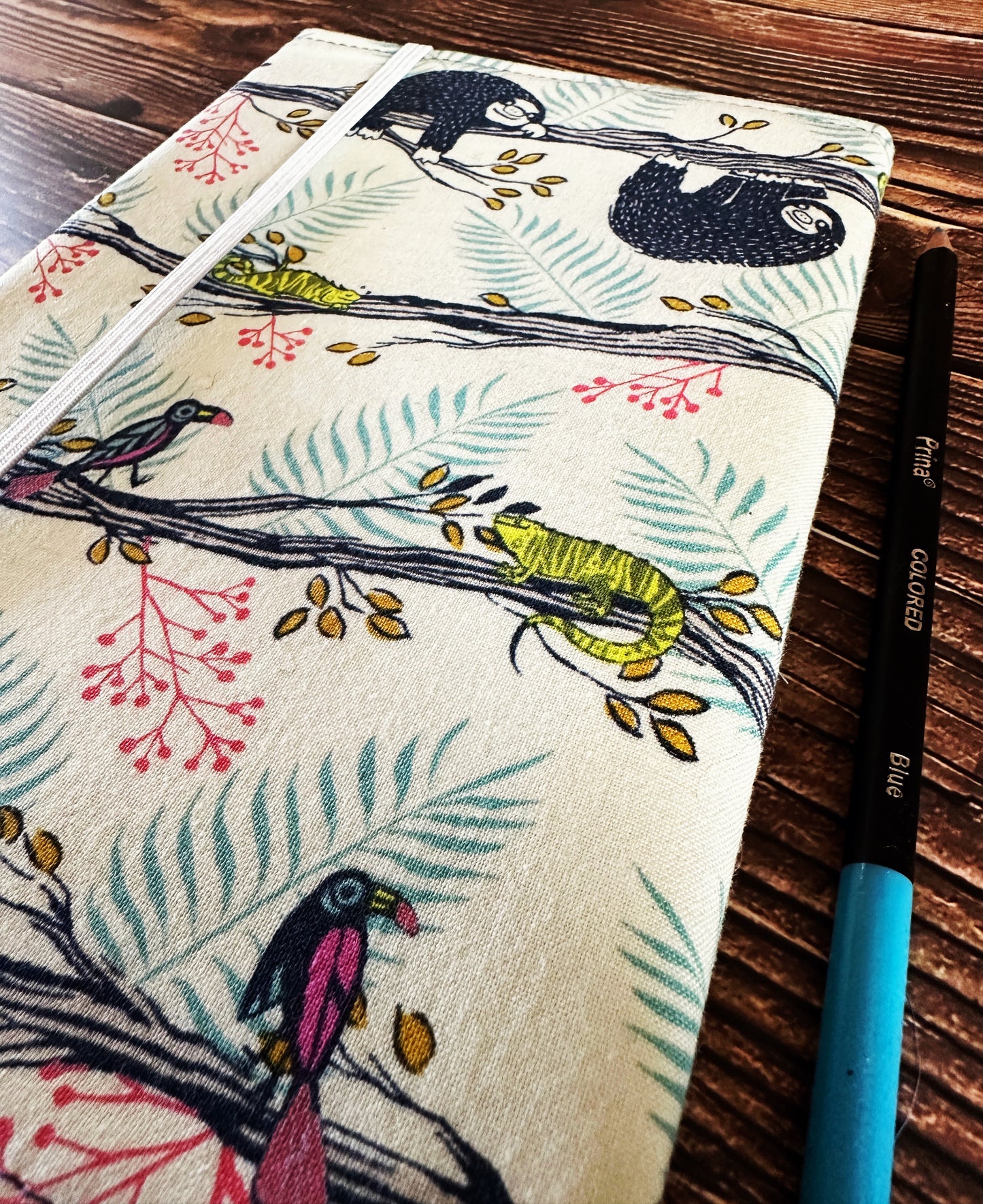 Sleepy Sloths with Handwoven Wool Adjustable A5 Journal Cover