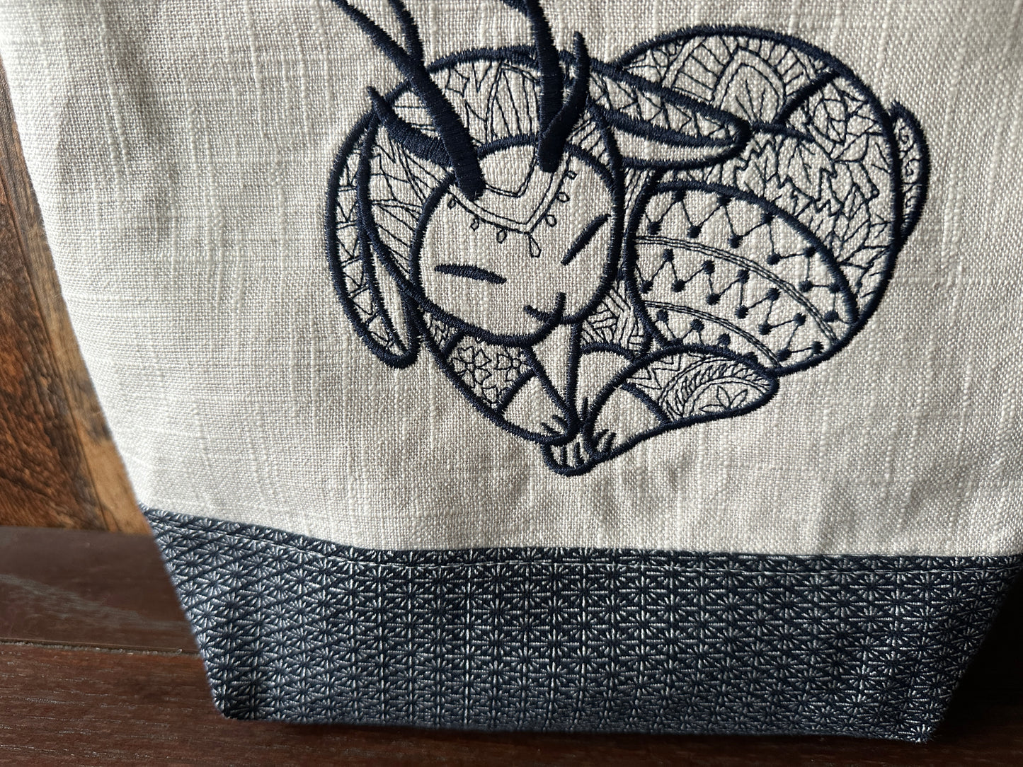 Indigo Linen with Jackalope Medium Shoulder Bag/Purse