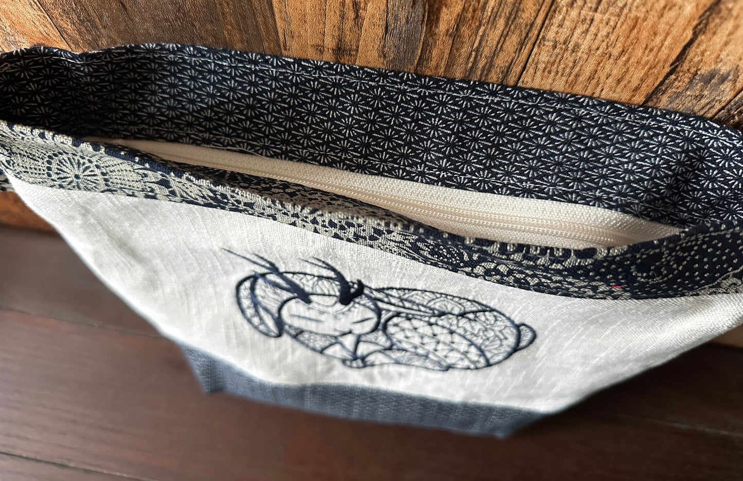 Indigo Linen with Jackalope Medium Shoulder Bag/Purse