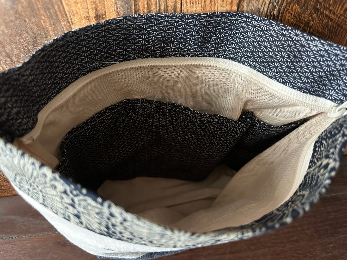 Indigo Linen with Jackalope Medium Shoulder Bag/Purse