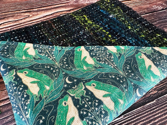 Art Nouveau Frogs and Handwoven Wool Zipper Bag