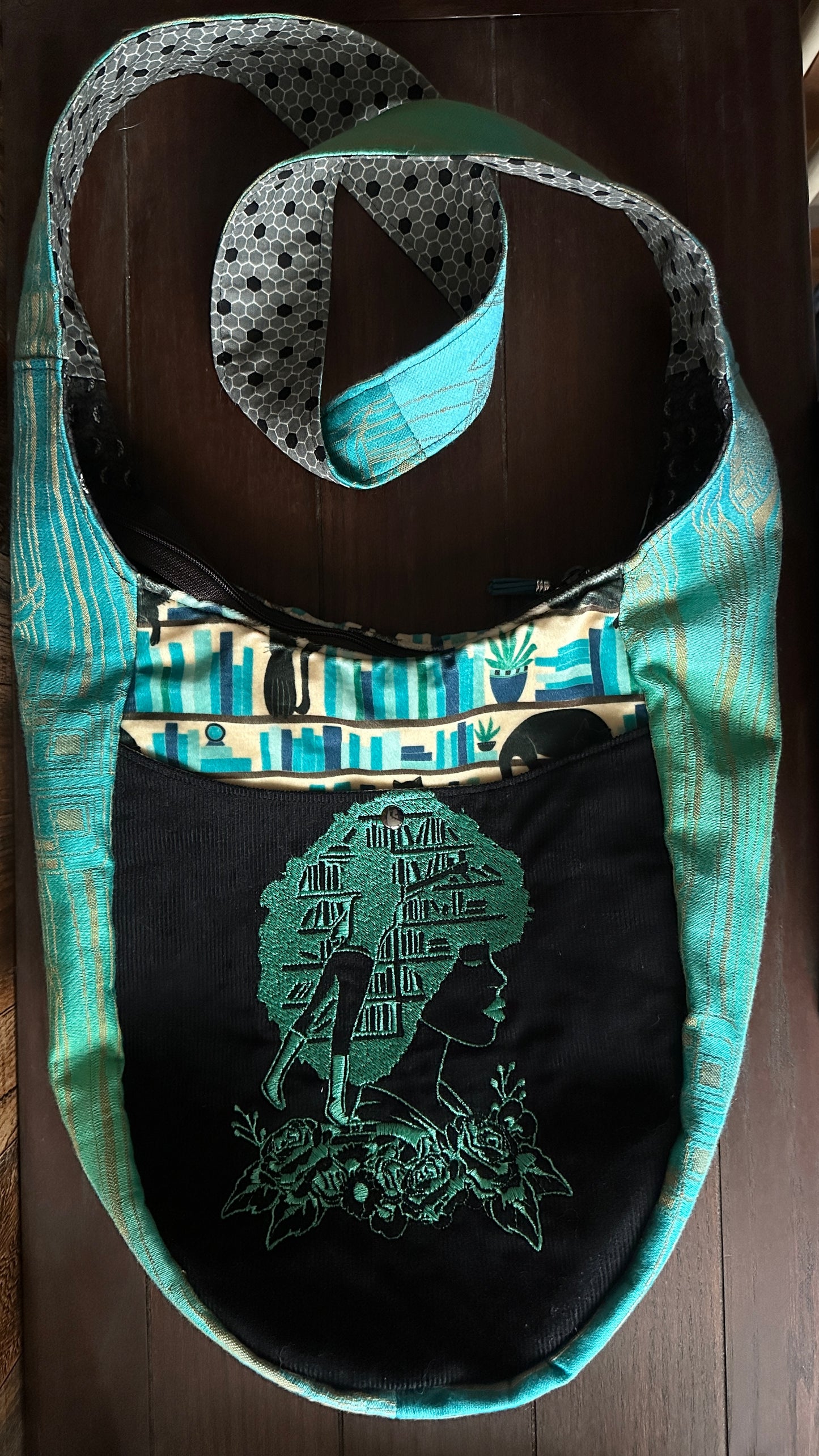 The Reader Boho and her Void Kitty Crossbody Bag