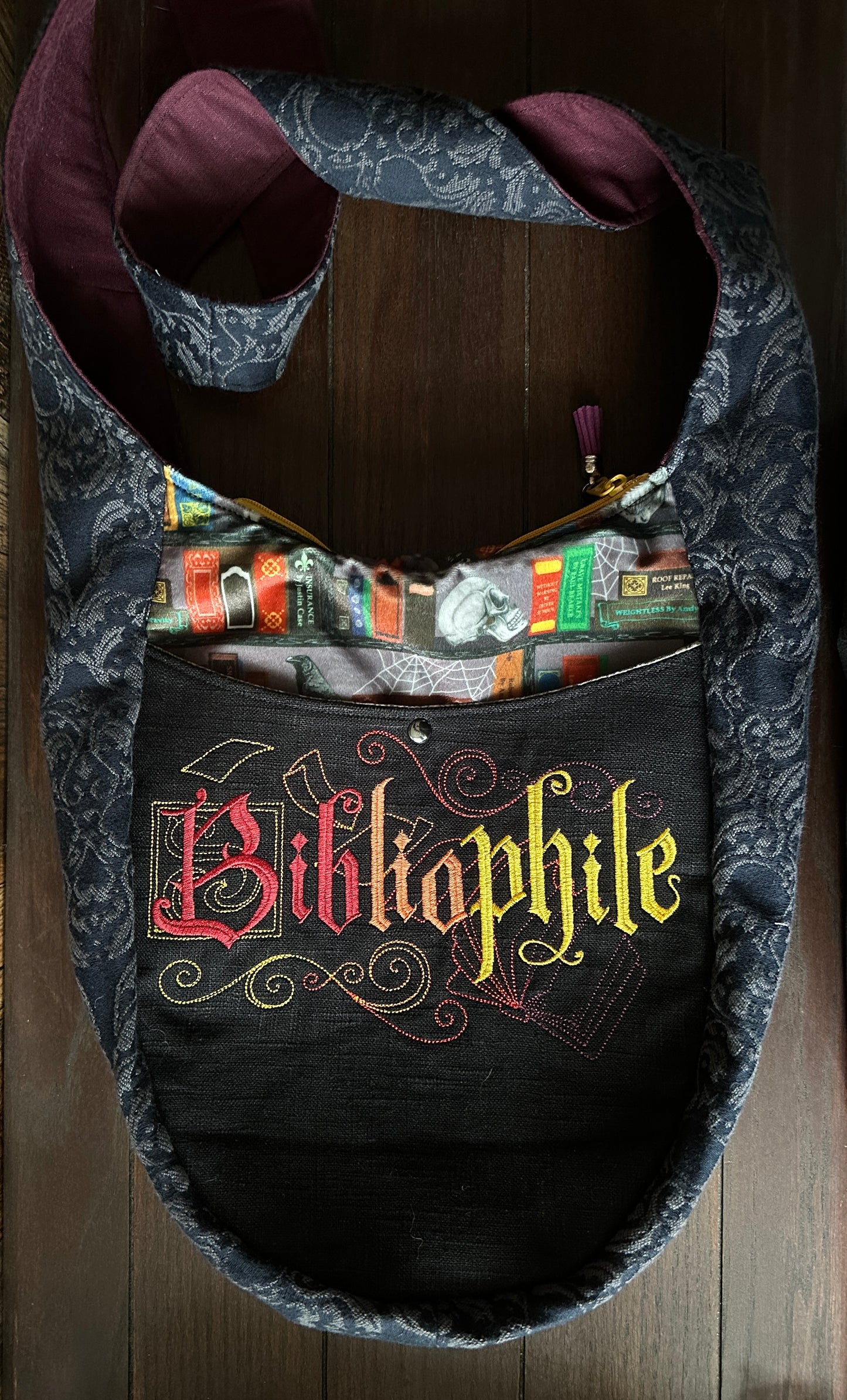 Bibliophile and Dark Academia Boho Crossbody Bag