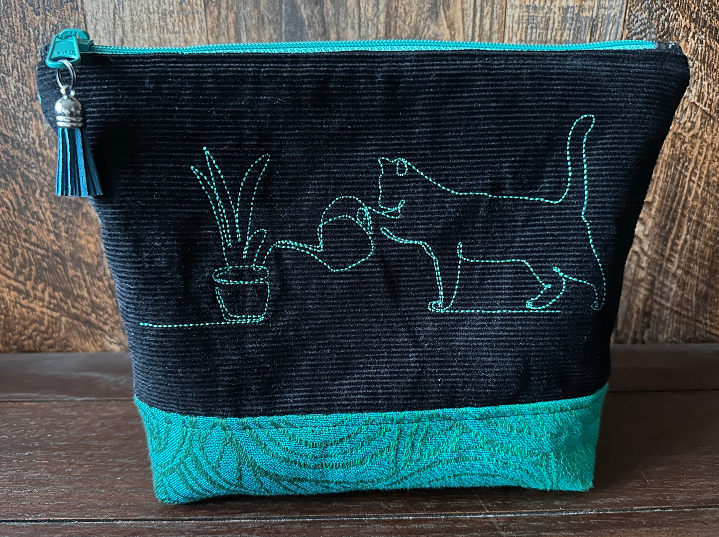 Black Cats in the Library Padded Project or Cosmetic Bag