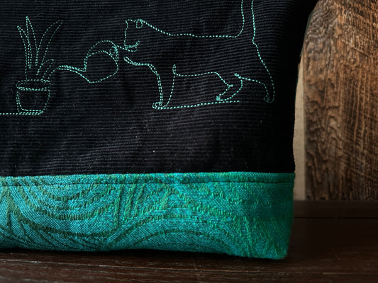 Black Cats in the Library Padded Project or Cosmetic Bag