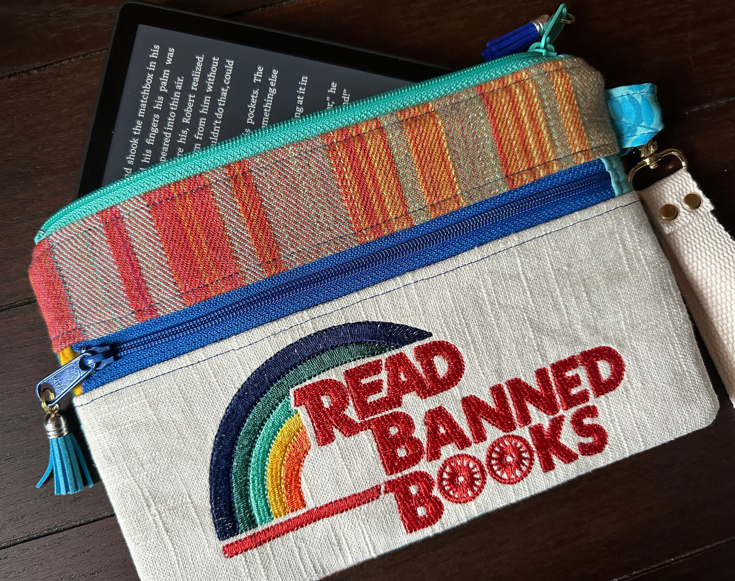 Read Banned Books Small Double Zipper Clutch and E-Reader Pouch