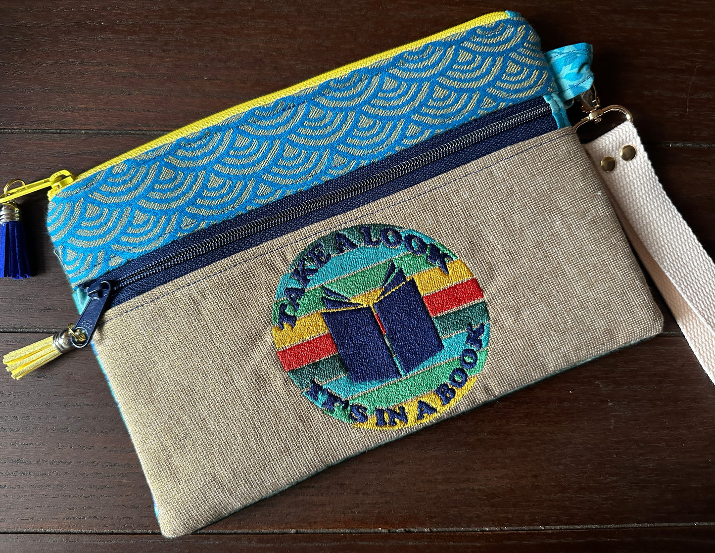 Take A Look in A Book Small Double Zipper Clutch and E-Reader Pouch