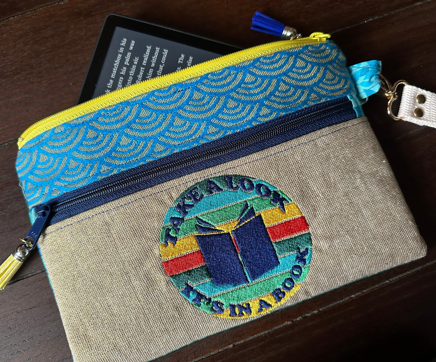 Take A Look in A Book Small Double Zipper Clutch and E-Reader Pouch