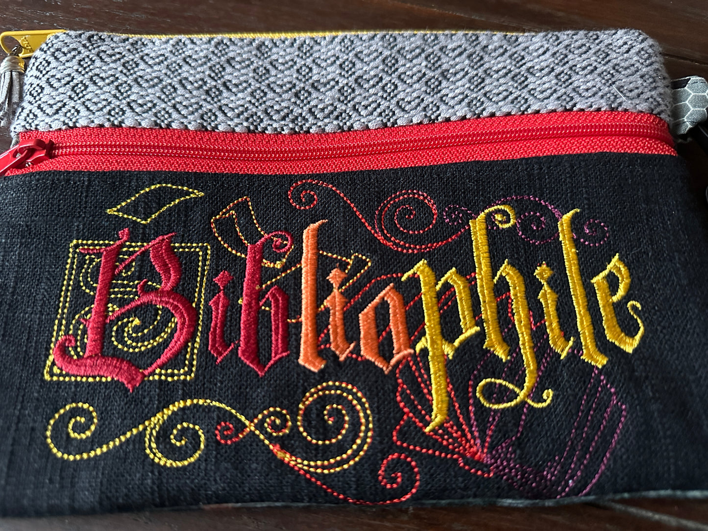 Bibliophile Dark Academia Small Double Zipper Clutch and E-Reader Pouch