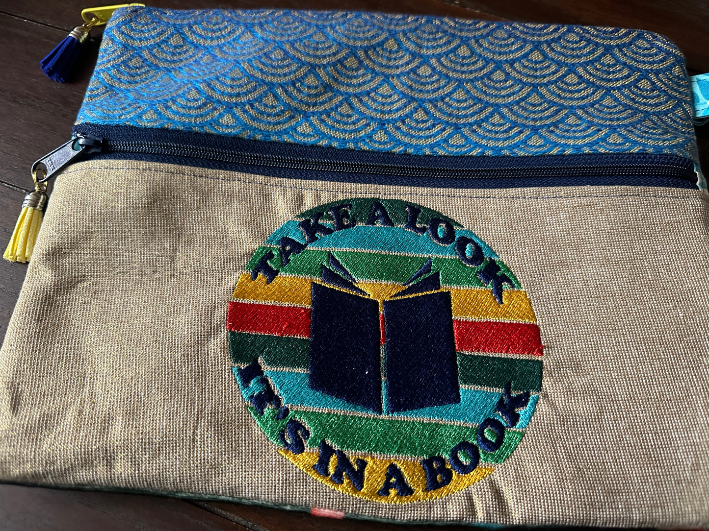 Take a Look In a Book Large Double Zipper Sleeve and Tablet Pouch