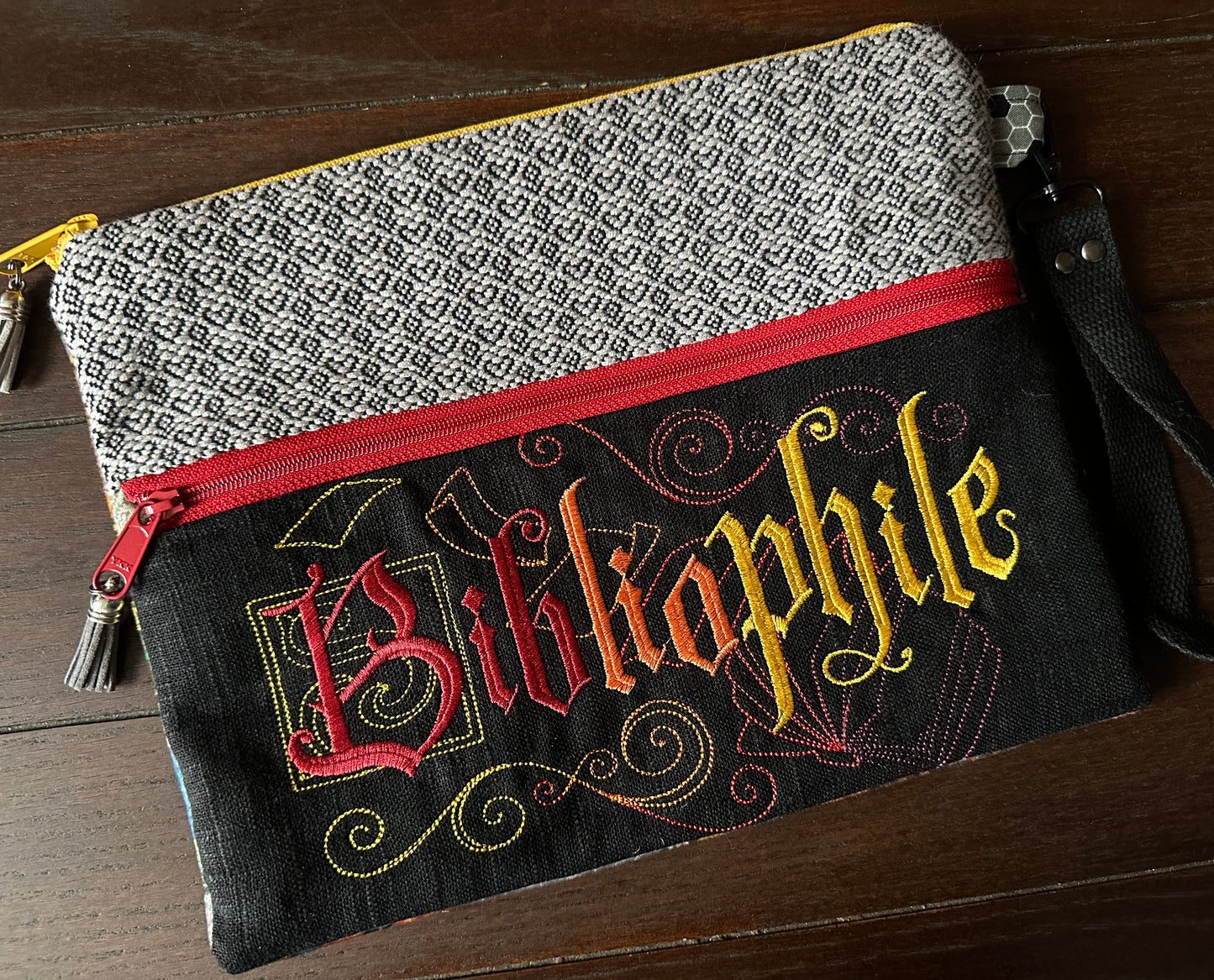 Bibliophile Dark Academia Large Double Zipper Sleeve and Tablet Pouch
