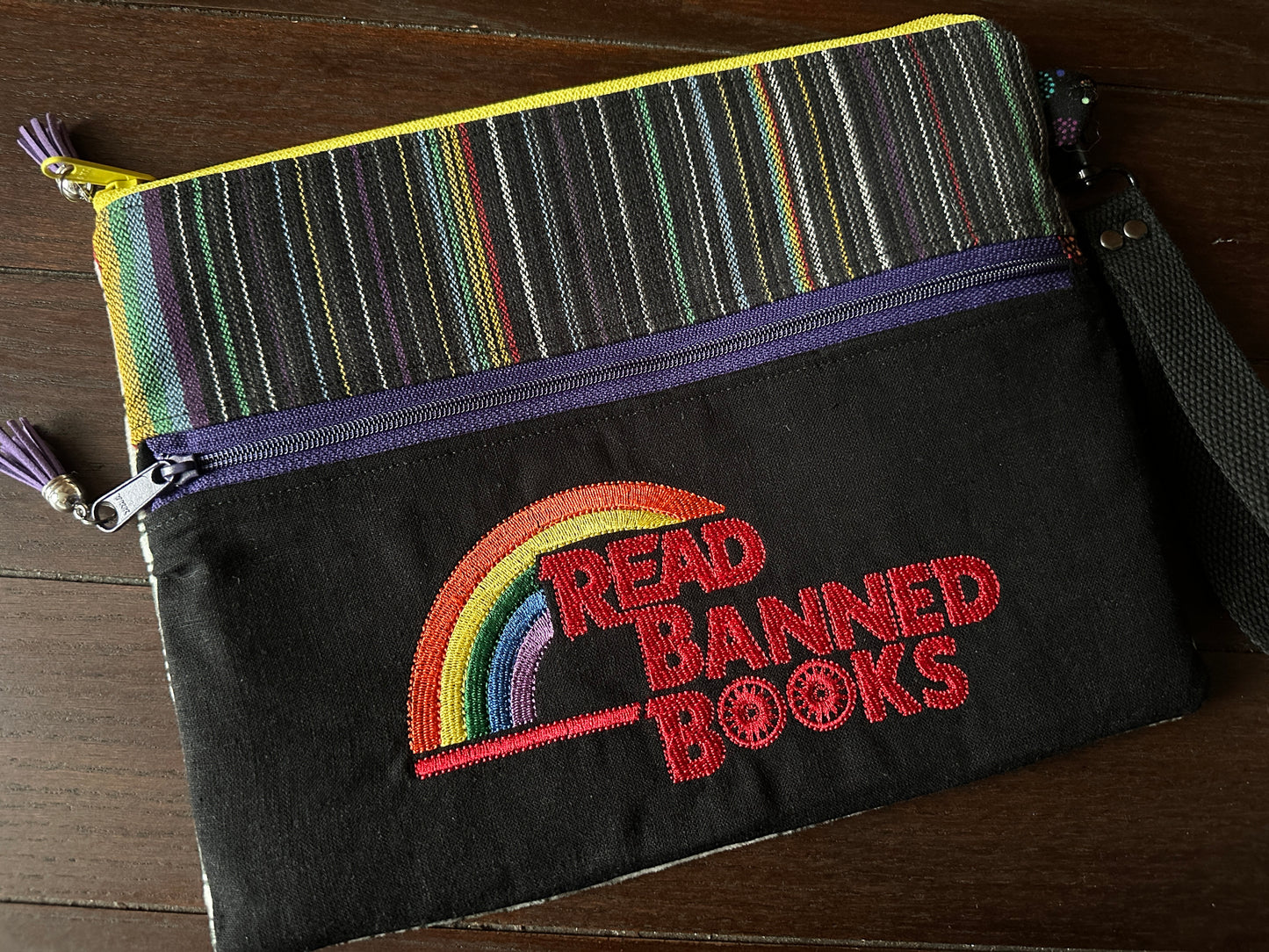 Read Banned Books with Void Kitties Large Double Zipper Sleeve and Tablet Pouch