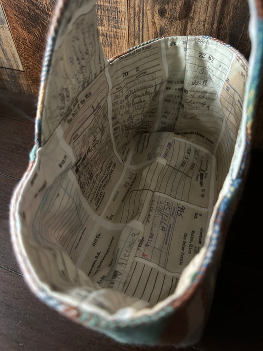 Library Cards Small Basket Bag