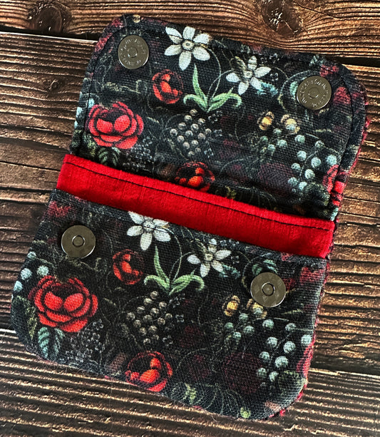 Swamp Rose & Woven Wool Simple Card Wallet