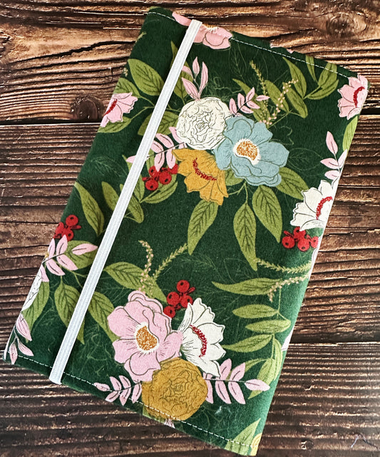 Elegant Flowers with Handwoven Wool Adjustable A5 Journal Cover
