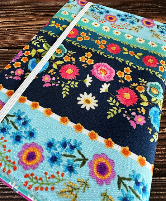 Flower Garden with Handwoven Wool Adjustable A5 Journal Cover