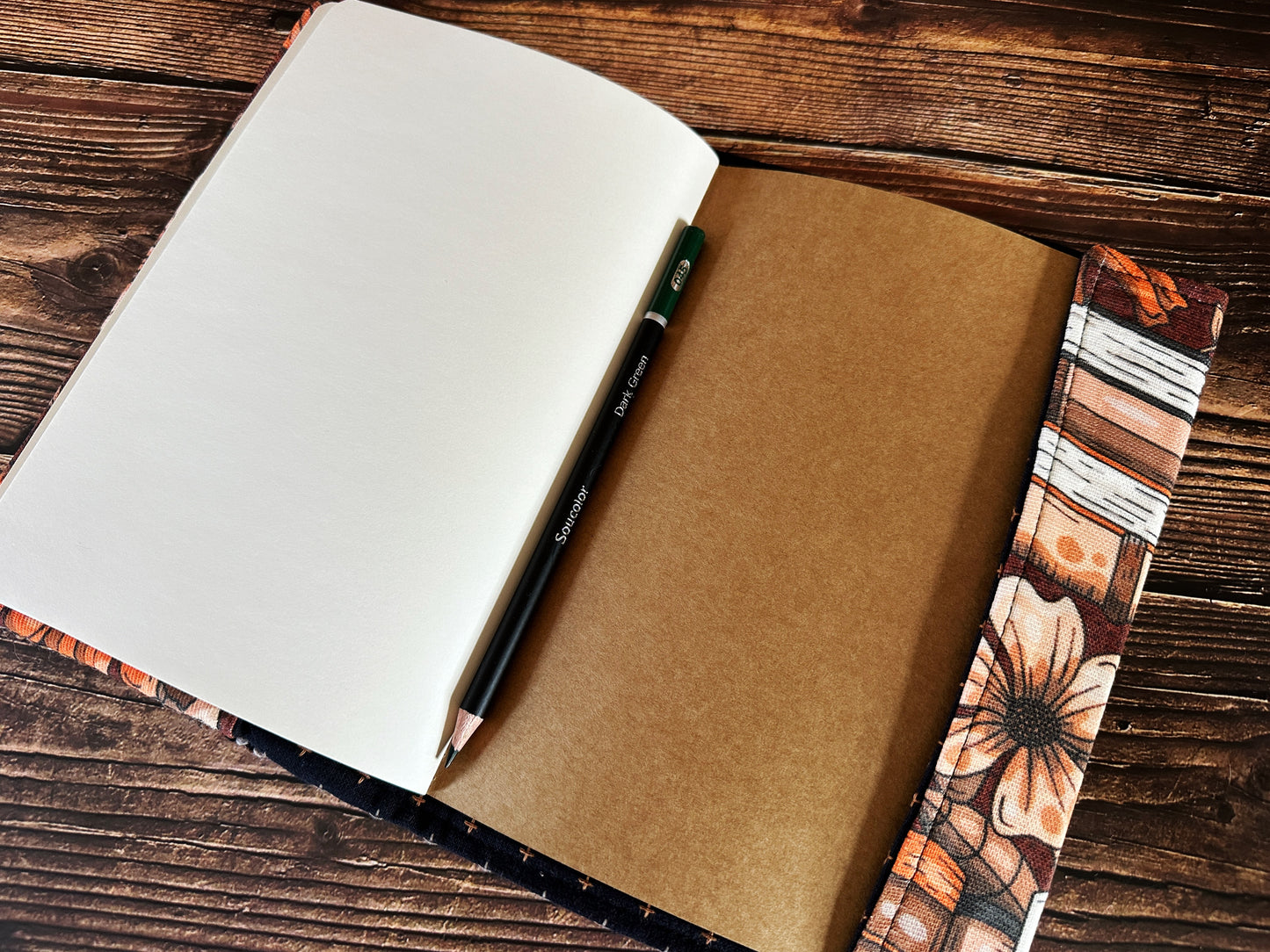 Reading Raven with Handwoven Wool Adjustable A5 Journal Cover