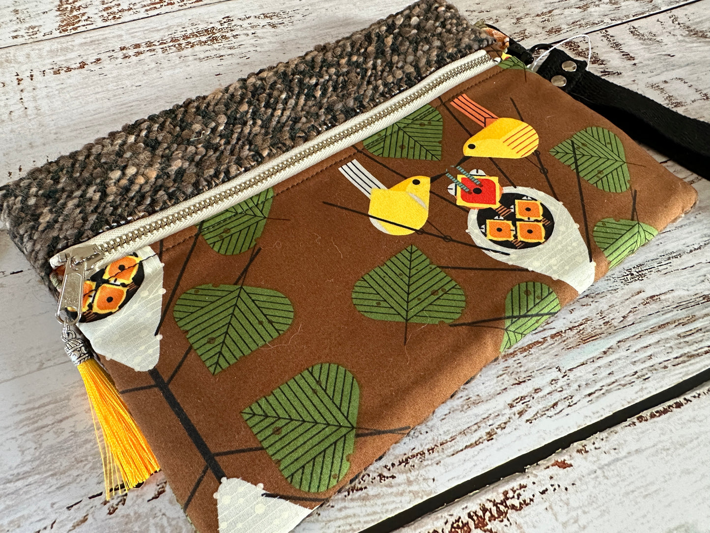 Yellow Warbler Double Zipper Clutch~ Perfect for E-Readers
