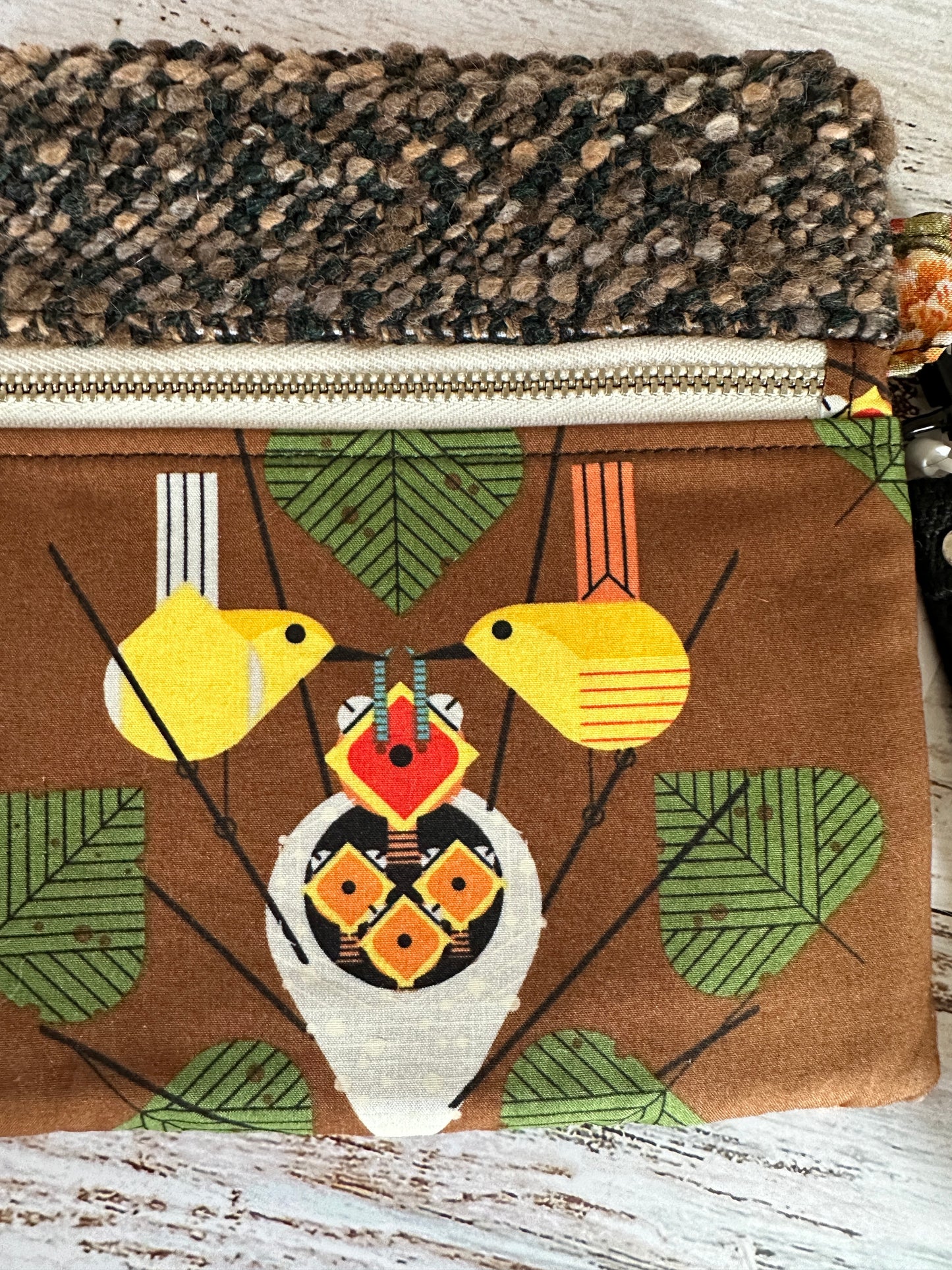 Yellow Warbler Double Zipper Clutch~ Perfect for E-Readers