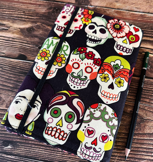 Frida and Calaveras with Handwoven Wool Adjustable A5 Journal Cover
