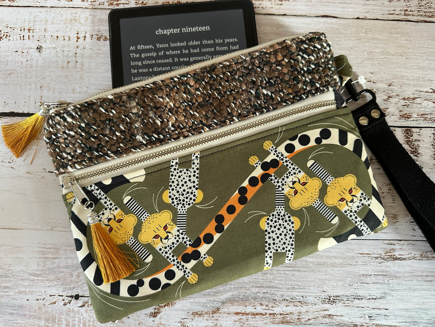 Baby Cheetahs Double Zipper Clutch~ Perfect for E-Readers