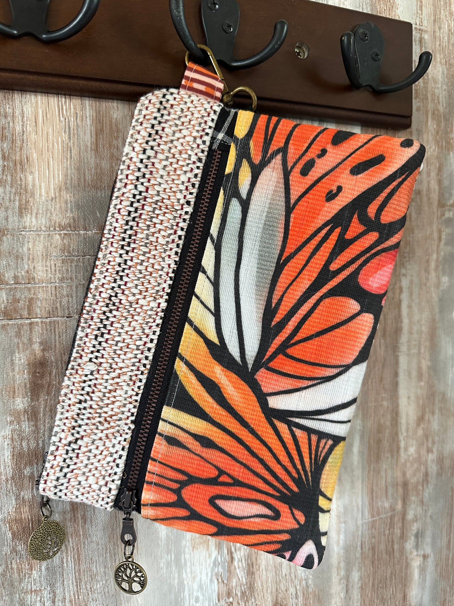 Monarch Wings Double Zipper Clutch~ Perfect for E-Readers