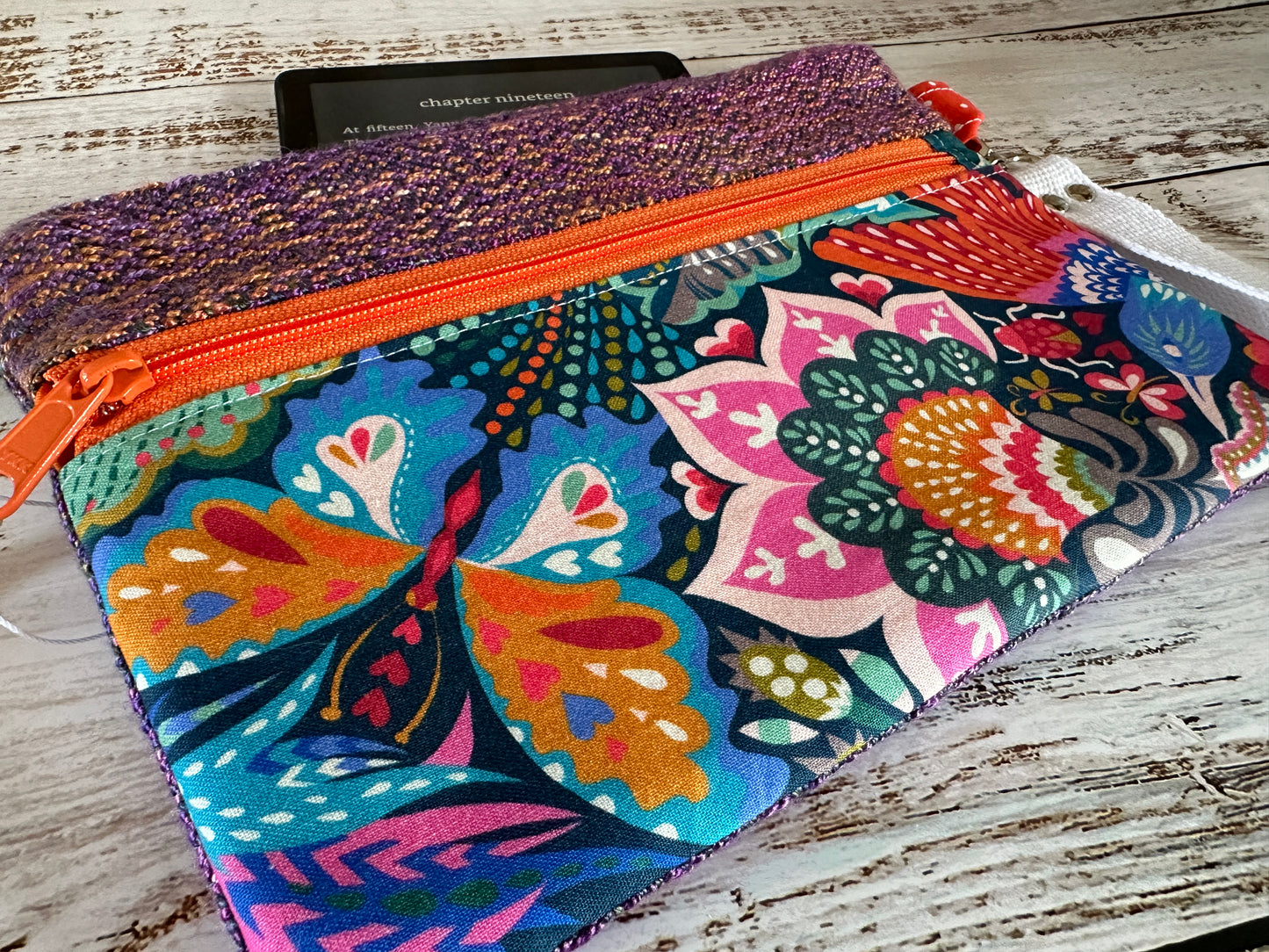 Floral Paradise Double Zipper Clutch~ Perfect for E-Readers