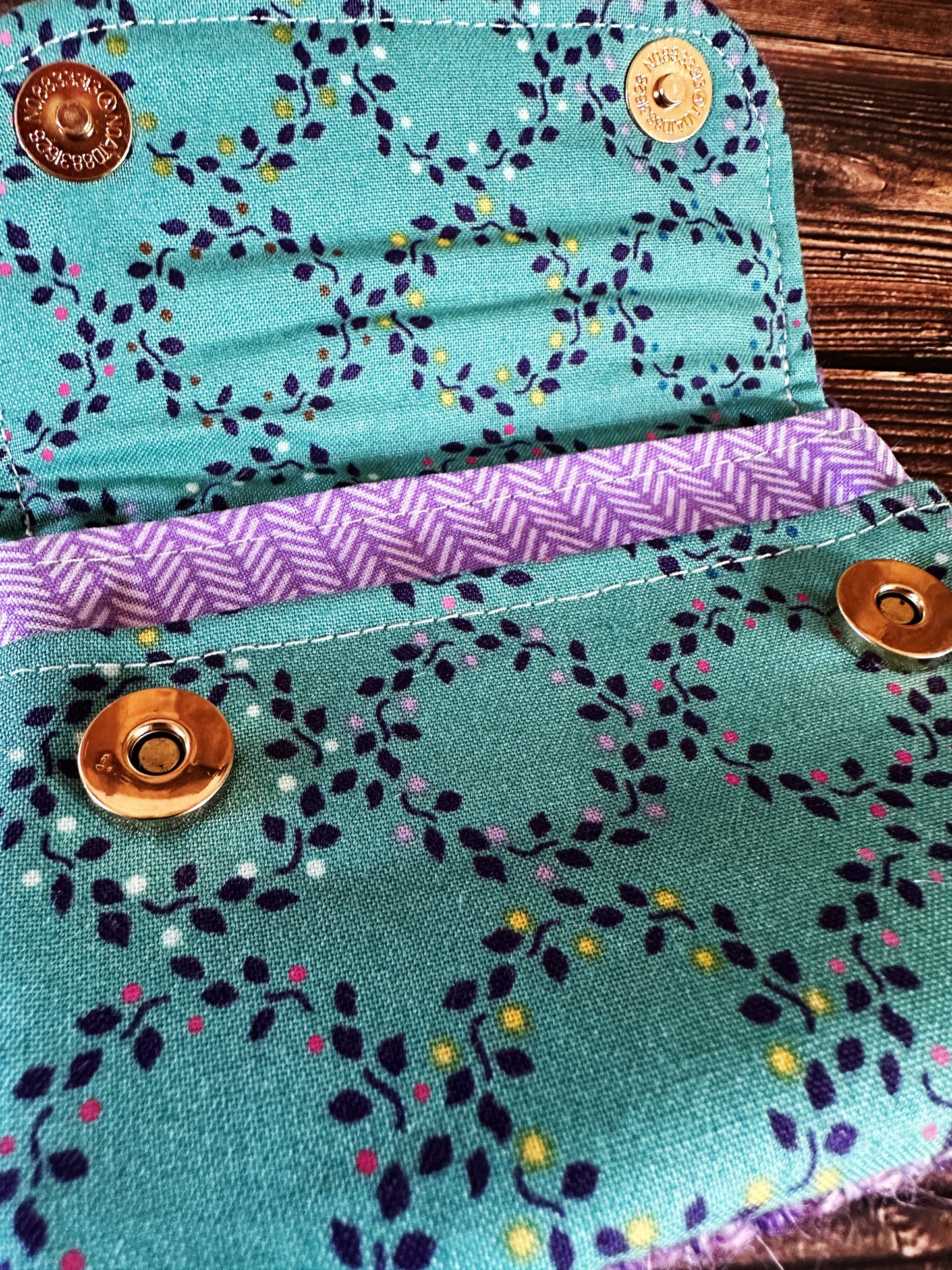 Botanical Wreaths & Purple Woven Wool Simple Card Wallet