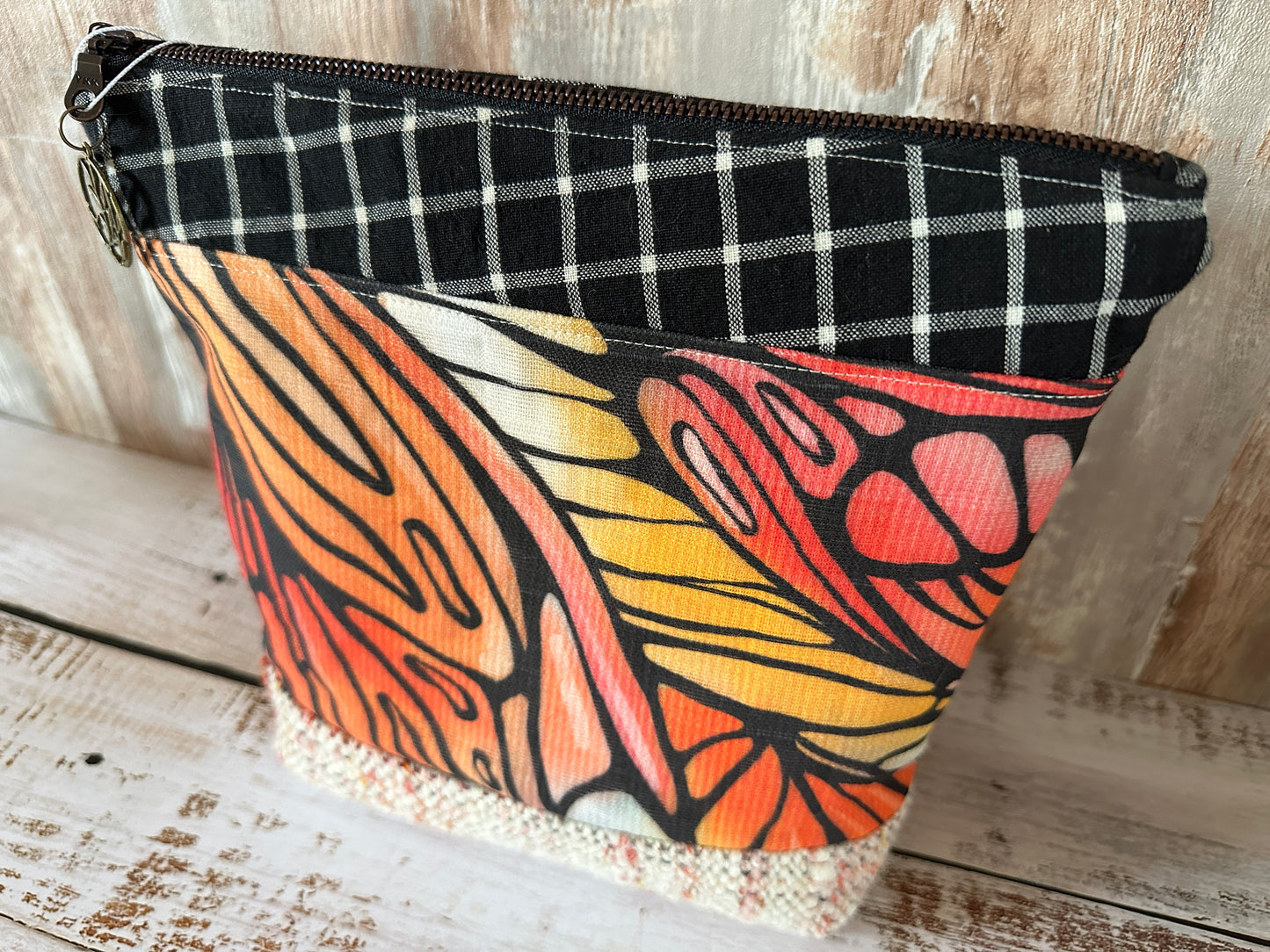 Monarch Wings Project or Cosmetic Zipper Bag