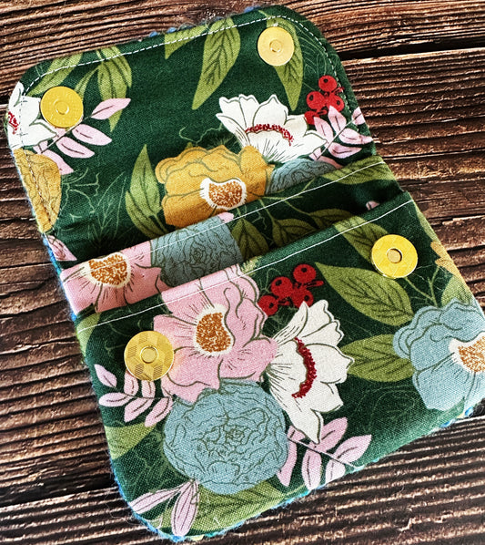 Elegant Flowers & Woven Wool Simple Card Wallet