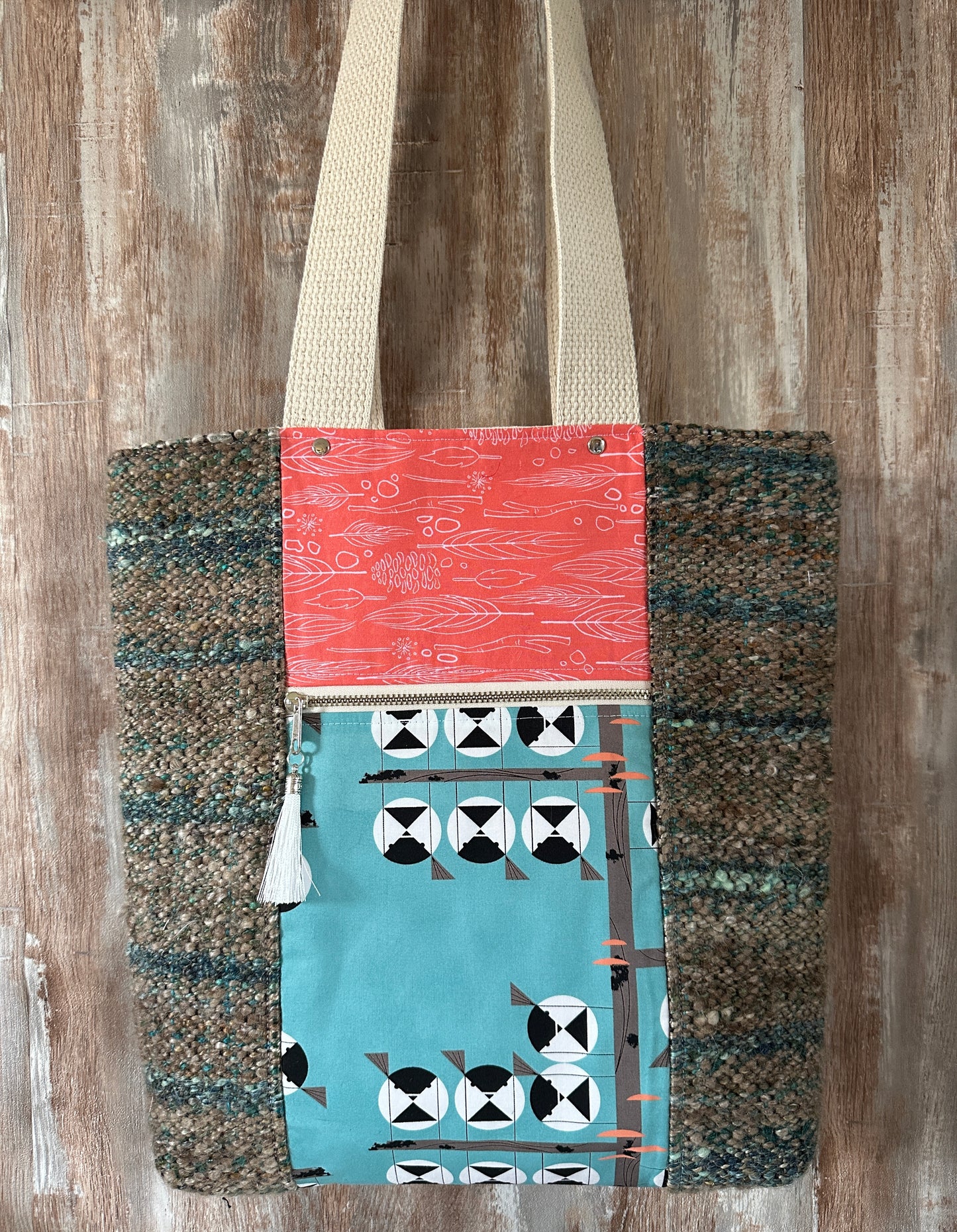 Chickadee Double Pocket Large Tote Bag