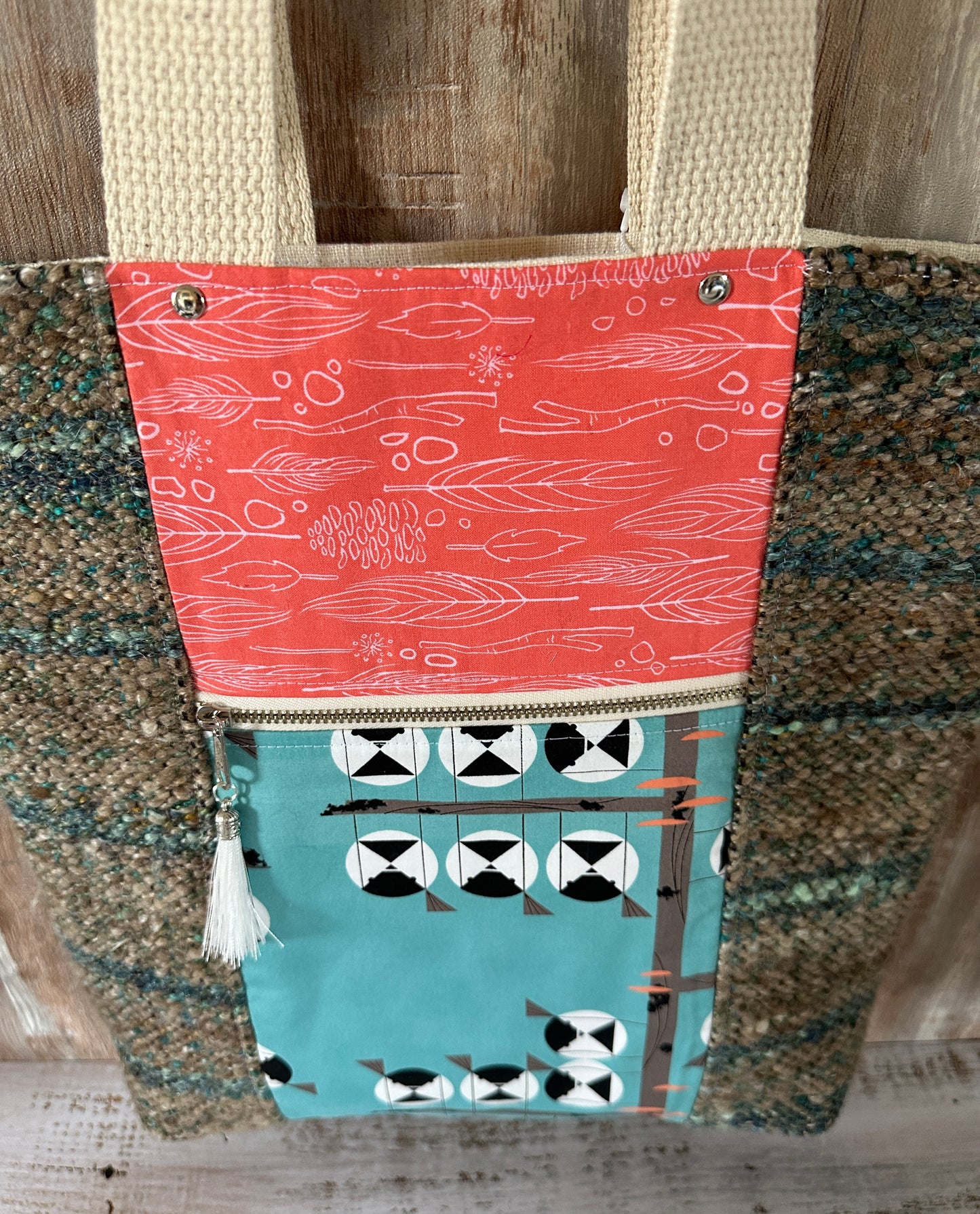 Chickadee Double Pocket Large Tote Bag