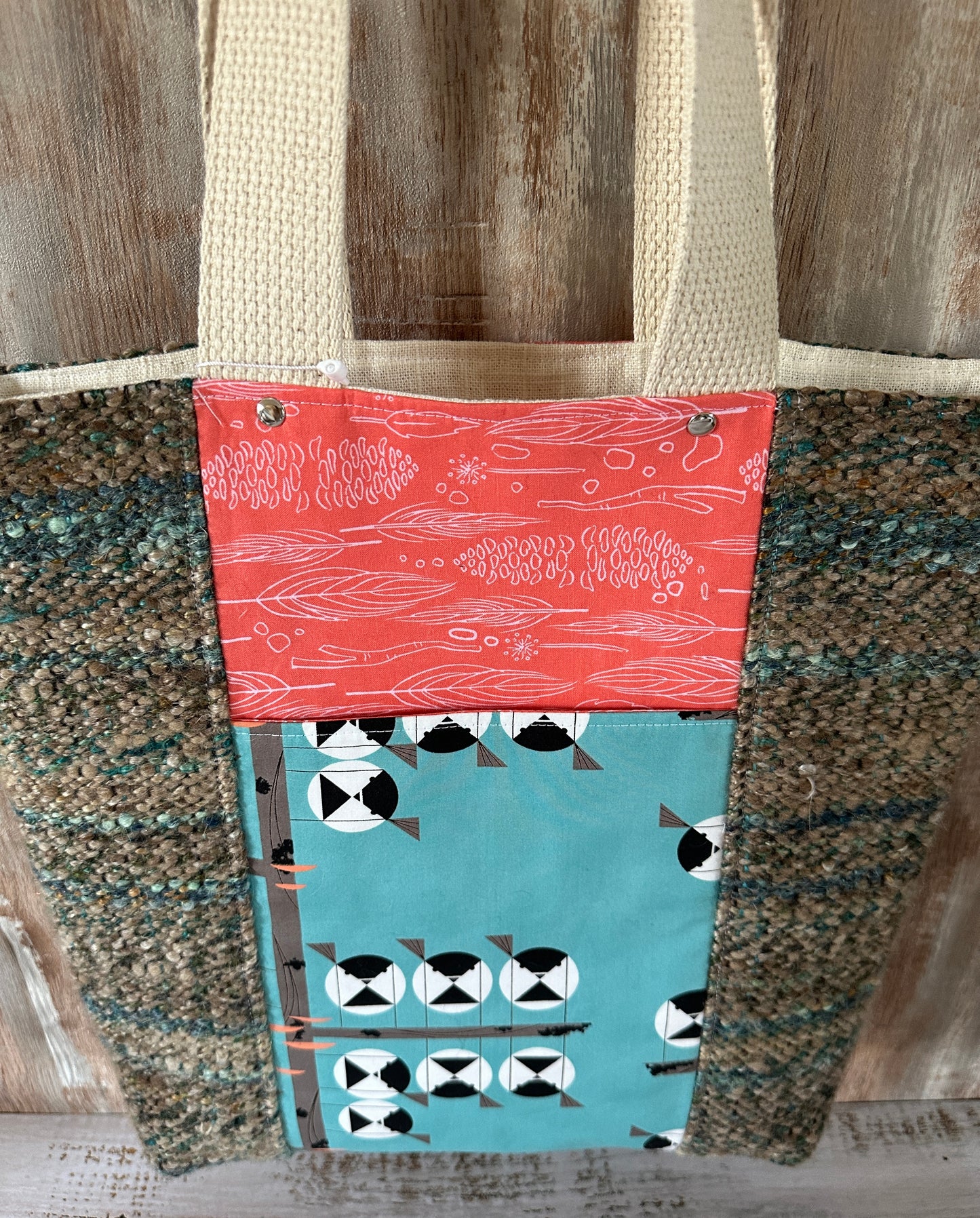 Chickadee Double Pocket Large Tote Bag