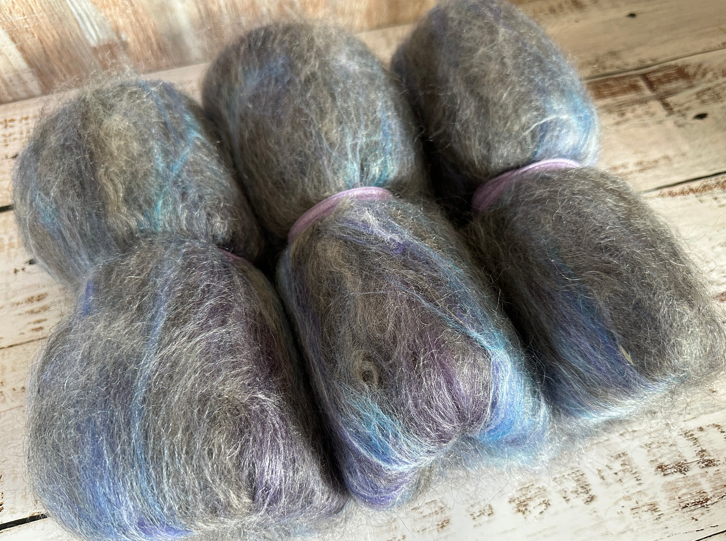 Cashgora, Merino, and Tussah Silk Art Batt for Spinning or Felting ~ Charcoal, Blue, Purple