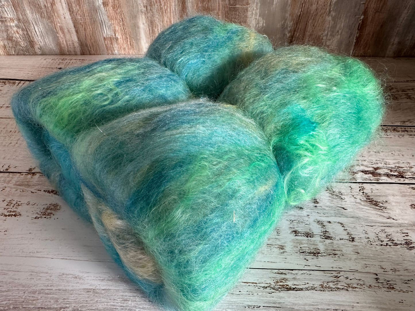 Mohair, BFL Wool, Silk, and Firestar Art Batt for Spinning or Felting ~ Blue Raspberry