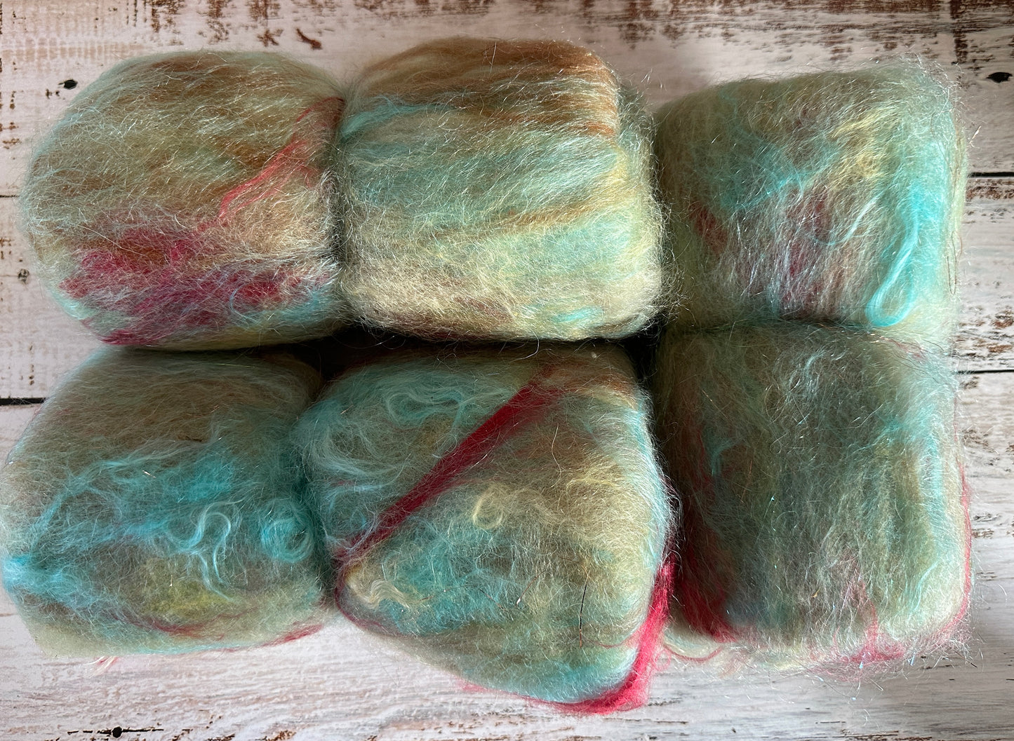 Mohair, Rambouillet Wool, Bamboo, and Firestar Art Batt for Spinning or Felting ~ Ambrosia