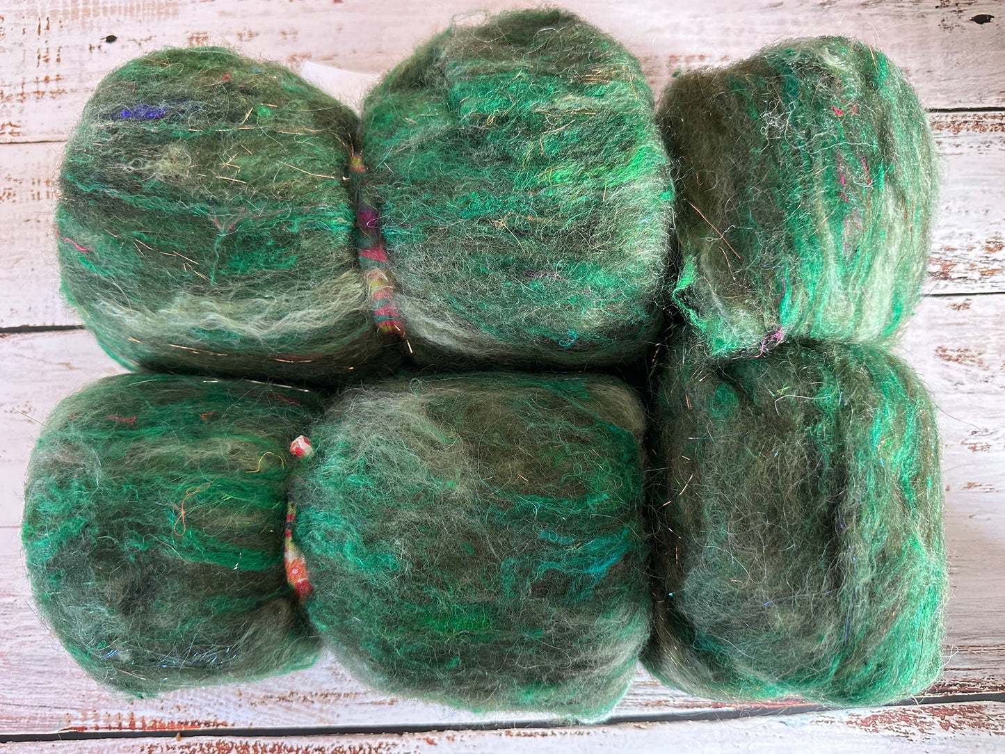 Mohair, Shetland/Southdown Wool, and Sari Silk Art Batt for Spinning or Felting ~ Earth Day
