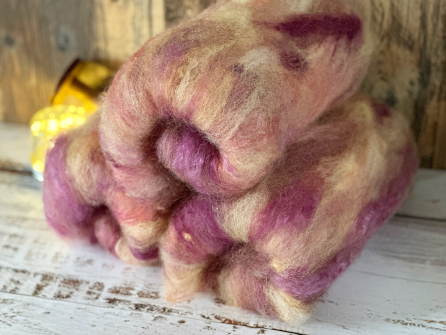 Mohair and BFL Wool Art Batt for Spinning or Felting