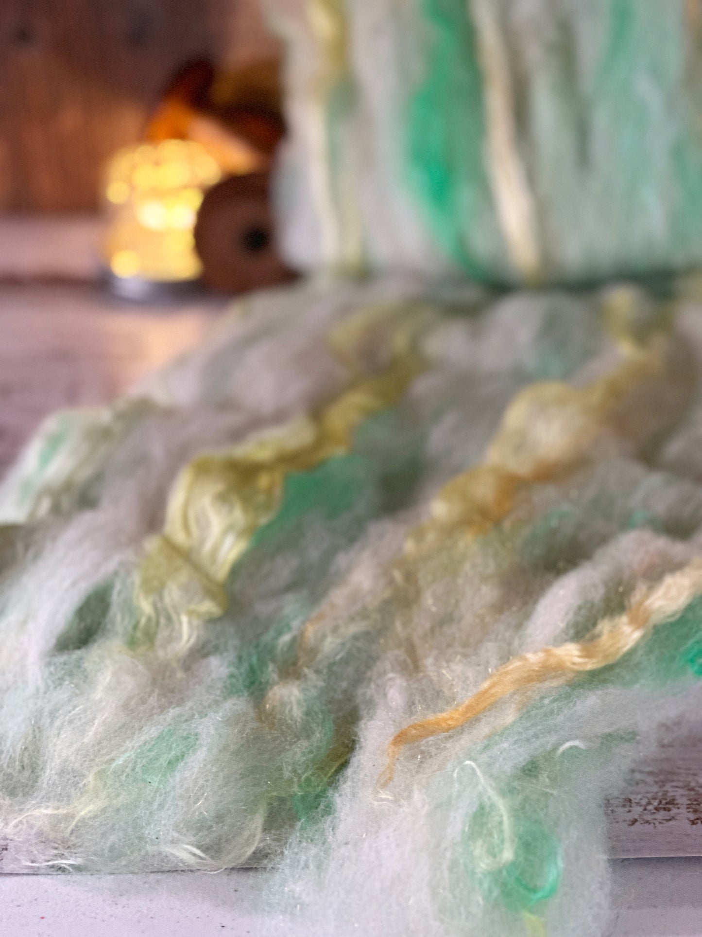 Alpaca, Cashgora, and Silk Art Batt for Spinning or Felting