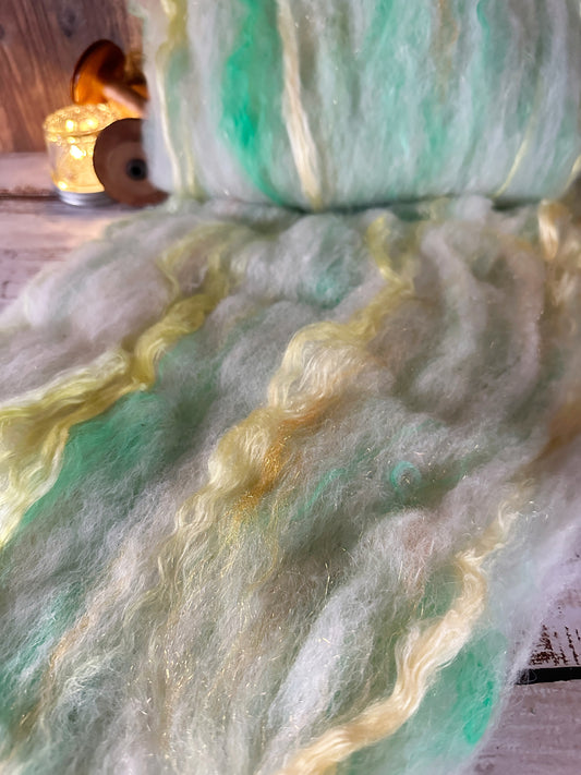 Alpaca, Cashgora, and Silk Art Batt for Spinning or Felting