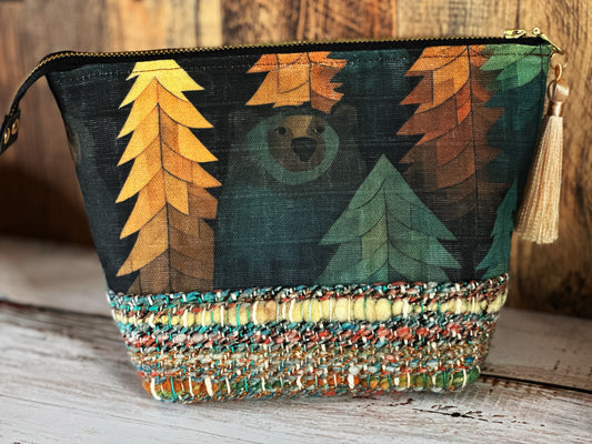Bears in the Woods & Woven Wool Small Open Wide Bag