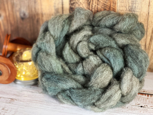 Sage Green 80/20 Shetland and Southdown Heathered Wool Roving
