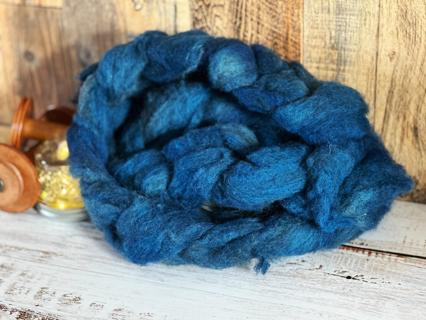 Indigo Blue 80/20 Shetland and Southdown Heathered Wool Roving