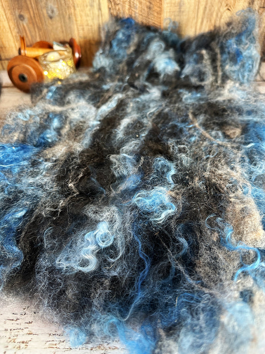 Mohair, Alpaca, and Southdown Wool Art Batt for Spinning or Felting